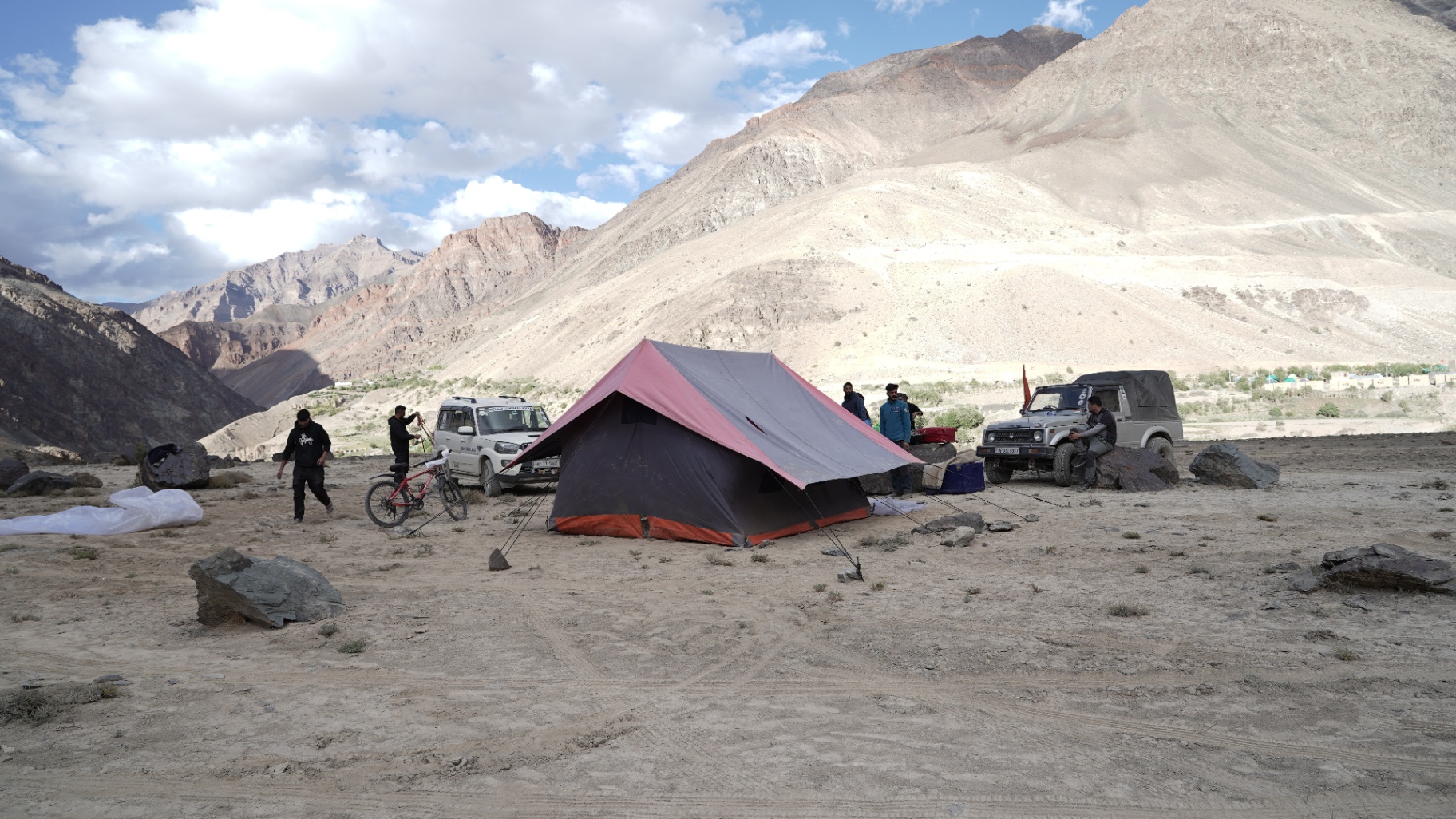 Camp beneath Himalayan peaks